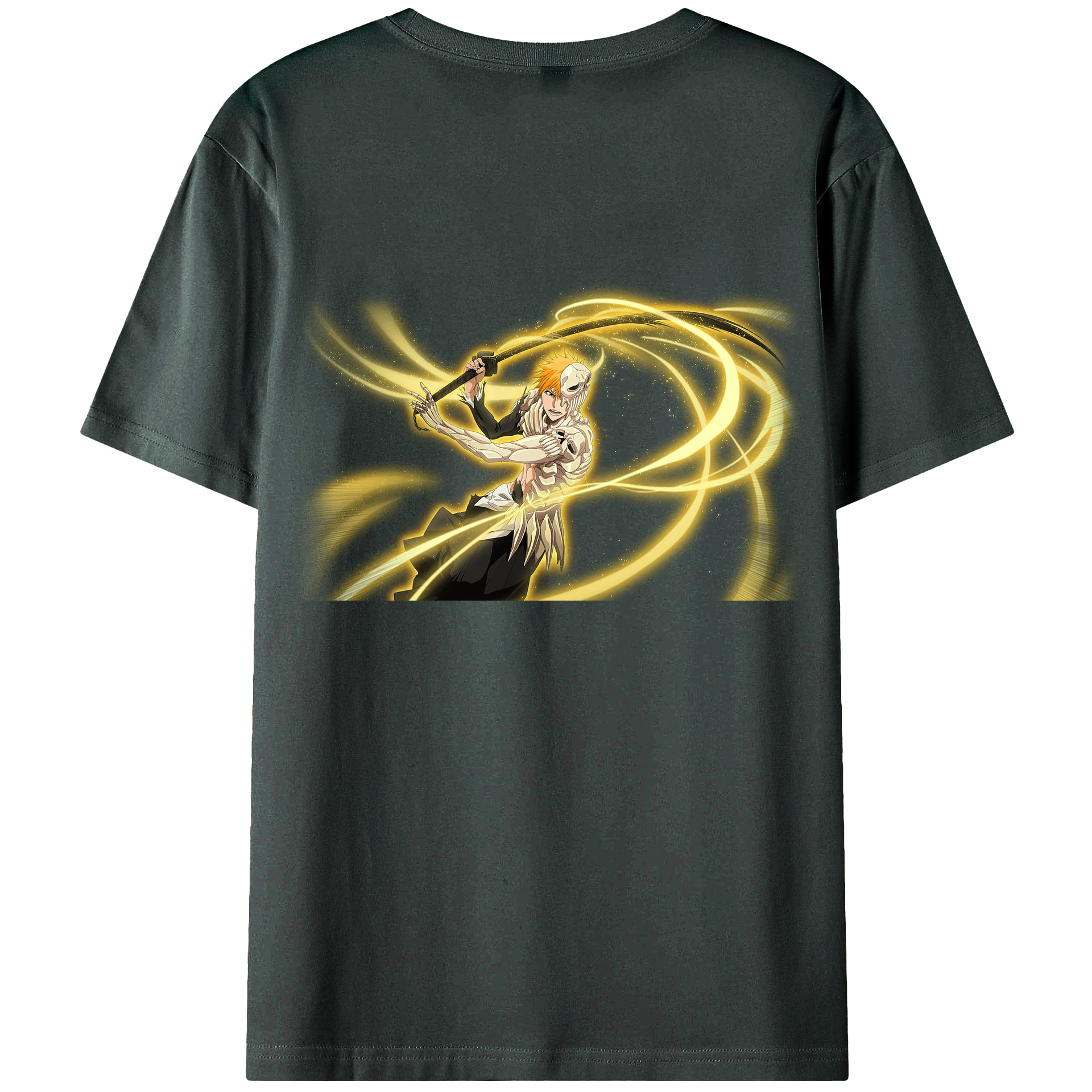 （画像用） ブリーチ 黒崎一護（くろさき いちご）BLEACH Kurosaki Ichigo 綿100％ メンズ半袖Tシャツ（バックプリント） 通気性